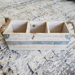 Rustic Wooden 3 slot Utensil Holder "Spoon Knife Fork"